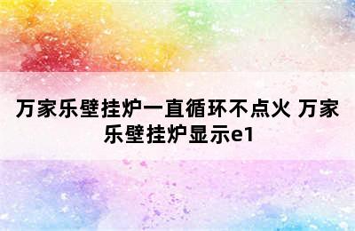 万家乐壁挂炉一直循环不点火 万家乐壁挂炉显示e1